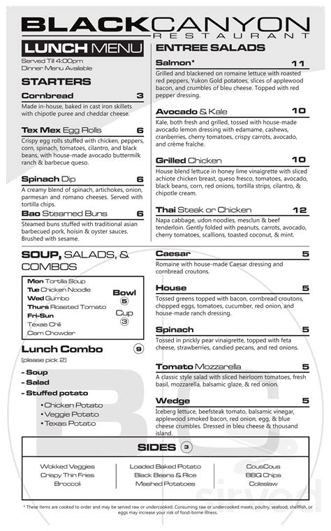 Black Canyon Restaurant menus in Fort Wayne, Indiana, United States