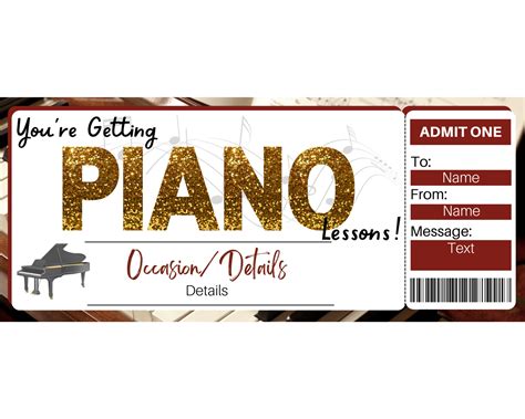 Piano Lessons Gift Certificate Template – Printed Smile Shop
