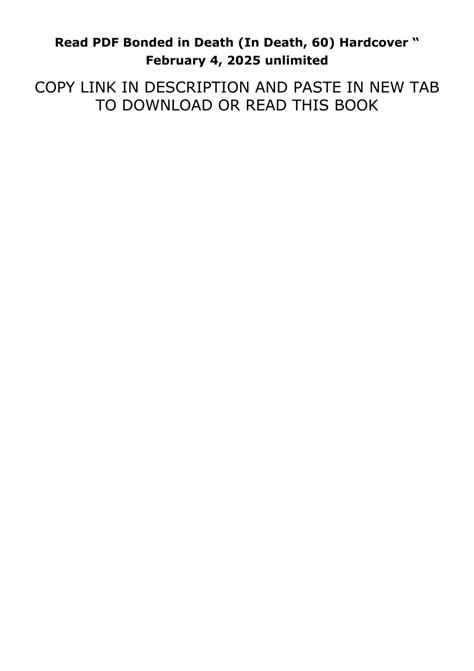 Read PDF Bonded in Death (In Death, 60) Hardcover “ February 4, 2025 ...