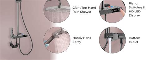 Plantex Thermostatic Shower Panel with Piano Switches and Digital ...