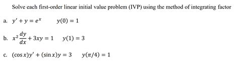 Image result for First Order Initial Value Problem