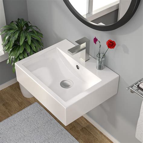 SHACO Wall Mount Sink for Small Bathroom, 20x16 Inch Wall Mounted ...