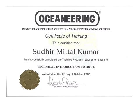ROV Certificates | PDF