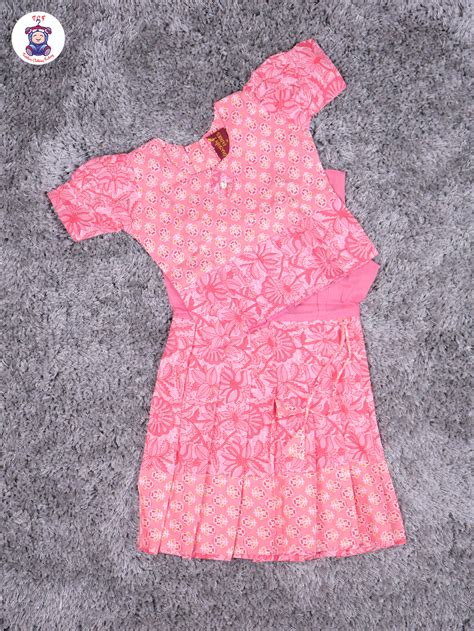 Light Pink Floral Printed - Cotton Pavadai Sattai – Toddlers Clothing ...