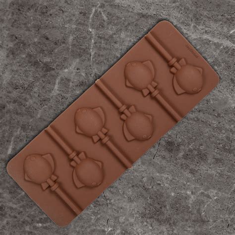 JoyGlobal Silicone 6 Cavity Fish Shaped Lollipop Mould, Brown