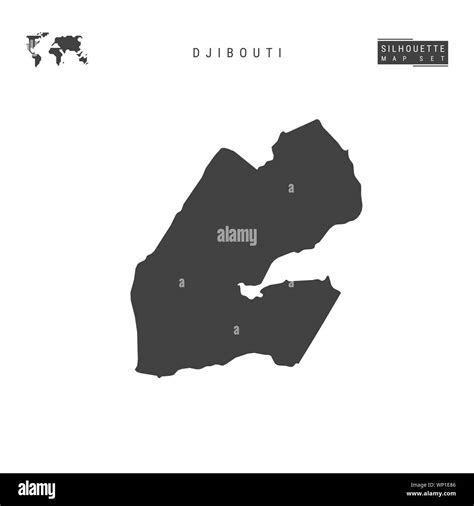 Djibouti Blank Map Isolated on White Background. High-Detailed Black ...