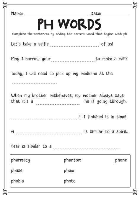 Ph digraph build words worksheets – Artofit
