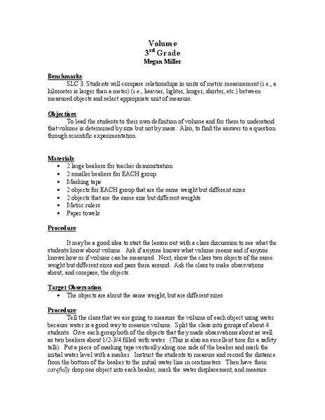 Image result for 3rd Grade Volume Lesson