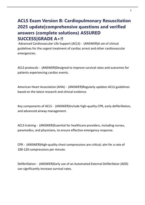 ACLS Exam Version B: Cardiopulmonary Resuscitation 2025 update ...