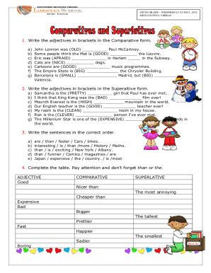 Fillable Online 1. 1. Write the adjectives in brackets in the ...