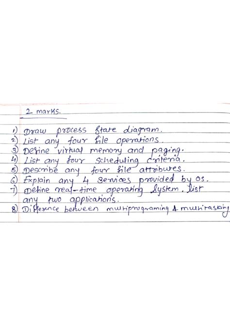 OSY - Best - 2 marks. 1) Draw process State diagram. 2) List any four ...