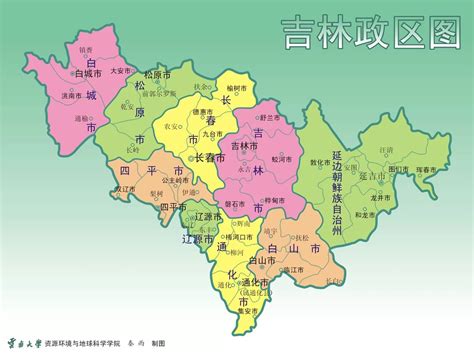 吉林省行政区域简图 - 吉林省地图 - 地理教师网