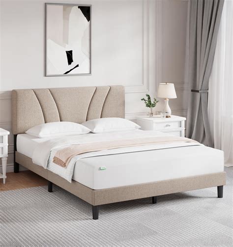 Novilla Full Size Bed Frame with Adjustable Headboard Platform Bed ...