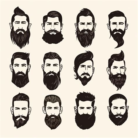 Premium Vector | A collection of different styles of beards