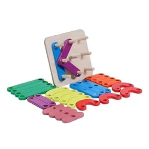 Smoneo 5 in 1 Wooden Activity Pixel Making Puzzle Toy with a Pegboard ...