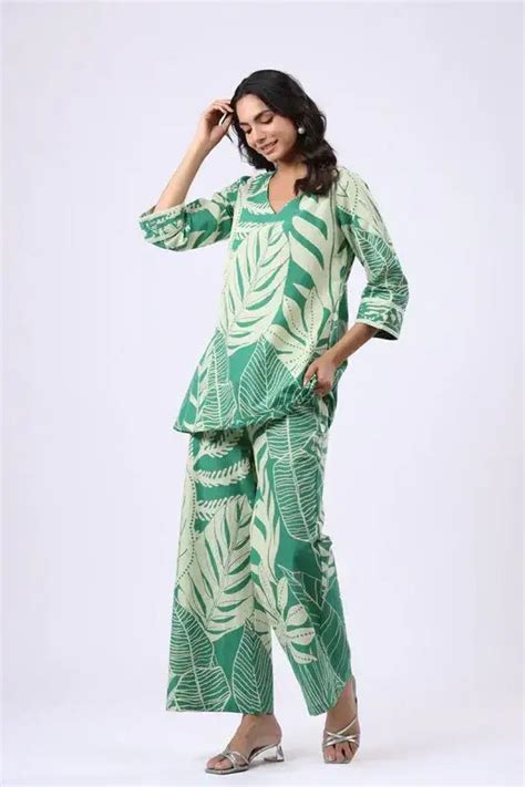 Island Breeze Turquoise Cotton Co-ord Set