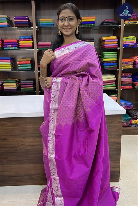 Purple Semi Silk Saree With Embossed Pattern - Sri Arya Silks