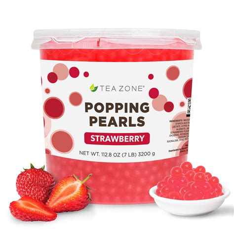 Tea Zone B2053 Strawberry Popping Pearls for Beverage, Boba Milktea ...