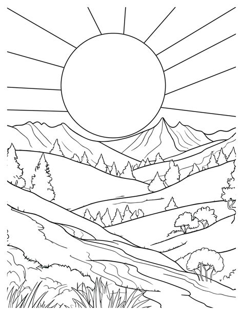 Dazzling Sunset Coloring Pages - Free Printable Art for Kids