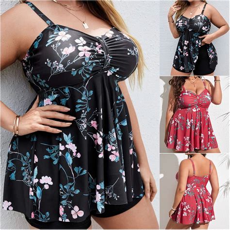 Jacenvly Plus Size Swimsuit for Women Clearance Swimdress Two-Piece ...