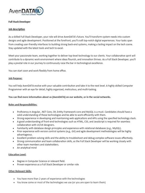 JD for Java Full-Stack Developer 的图像结果