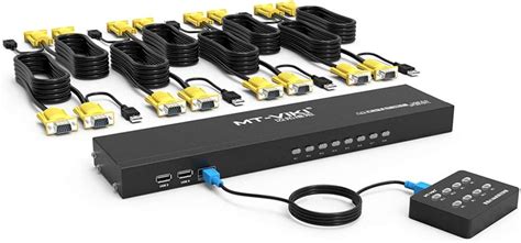 MT-VIKI 8X1 Rackmount KVM Switch VGA With 8 2-in-1 Cables & Wire ...