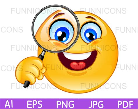 Clipart of a Happy Emoji Emoticon Holding up a Magnifying - Etsy Canada