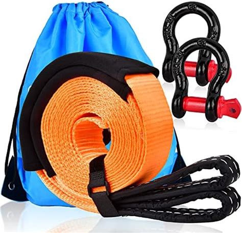 Heavy Duty Tow Straps Recovery Kit 2" x 16ft, 11,023 lbs Break Strength ...