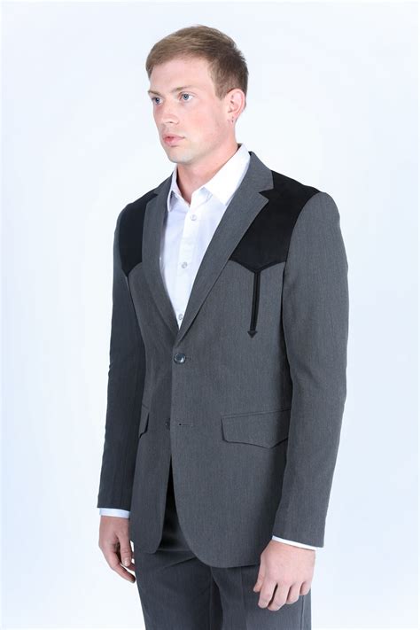 Men's Western Suit Sport Coat with Suede Yokes and Elbow Patches ...