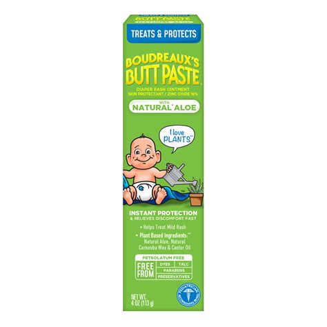 Boudreaux's Butt Paste with Natural* Aloe Diaper Rash Cream, Ointment ...