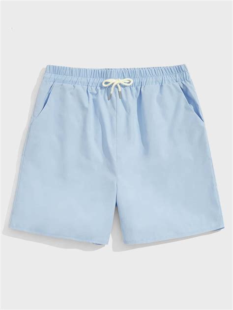 Baby Blue Casual Collar Fabric Plain Straight Leg Embellished Non ...