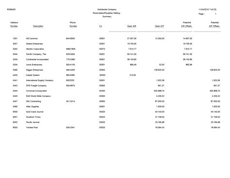 Receivables/Payables Netting - Summary Report (R03B450)