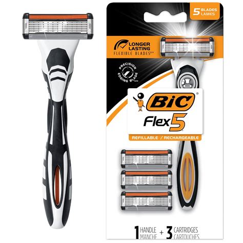 Bic Flex 5 Hybrid Razor - 1 Count Handle & 3 Count Cartridges Per ...