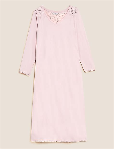 Buy Pure Cotton Broderie Long Nightdress at Marks & Spencer
