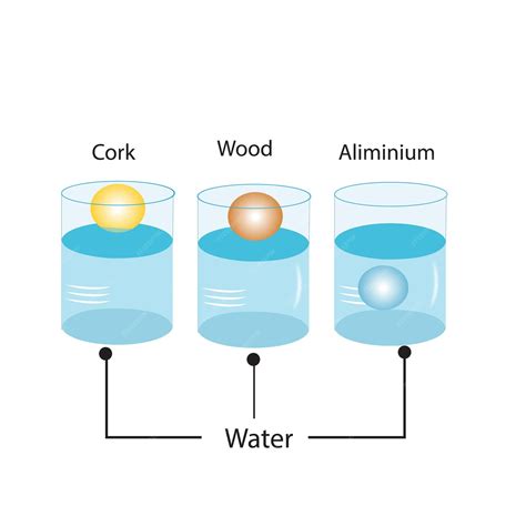 Premium Vector | Illustration of floating or sinking of solid in water depends upon density
