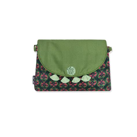 Flap Tassel Sling Bag- Green Knot – Crafthues