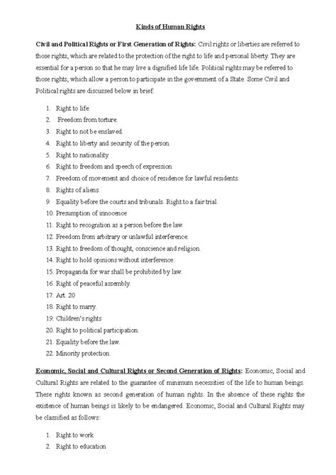 Civil and Political Rights - Kinds of Human Rights Civil and Political ...