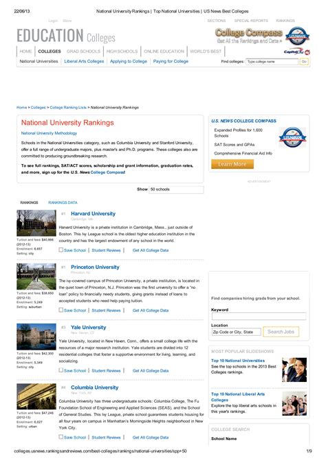 SOLUTION: National university rankings top national universities us news best colleges 1 8 ...