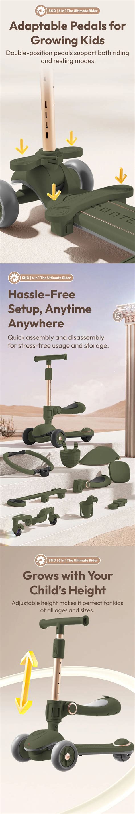Children's Scooter With Seat Push-Handle & Canopy - Buy Now