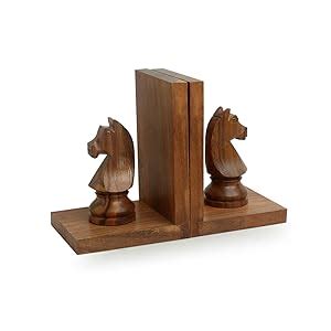 Buy ExclusiveLane 'Chess Horse' Handcrafted Wooden Book Ends for Shelf ...