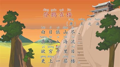 登鹳雀楼的诗意简笔画(登鹳雀楼古诗简笔画) - 抖兔学习网