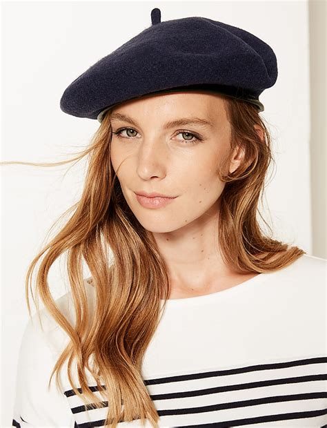 Buy Pure Wool Trim Felt Beret at Marks & Spencer
