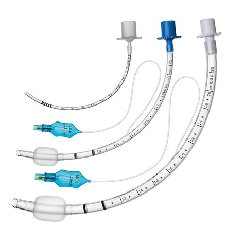 Standard endotracheal tubes. Cuffed and uncuffed