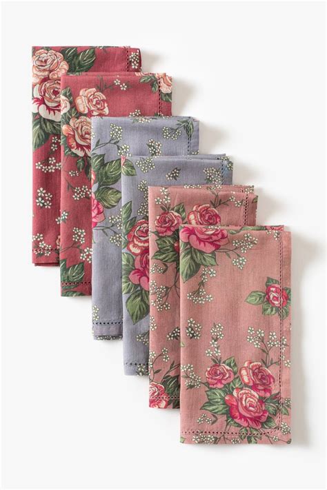 Set Of 6- Cara Printed Cotton Napkins