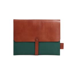 Green laptop sleeve | Buy leather laptop sleeve | Kalpané