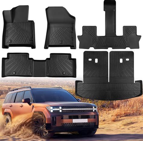 for Hyundai Santa Fe Floor Mats 2024 (Gas Only) All Weather Rubber for ...