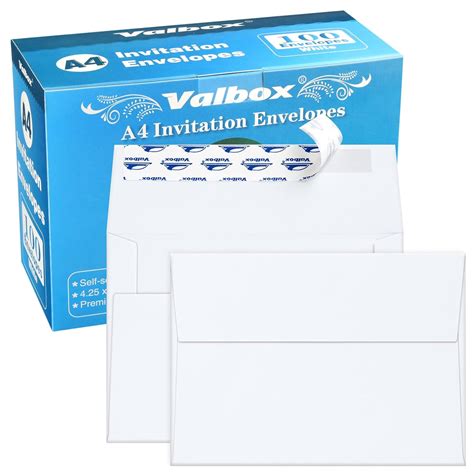 ValBox A4 Photo Envelopes 100 Qty 4 x 6 White Kraft Paper Envelopes ...