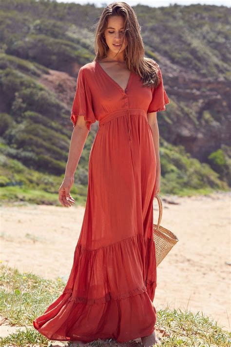 Summer outfits red long dress holiday casual dresses | Maxi dress ...