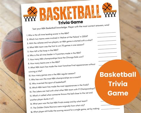 Basketball Trivia Game, Basketball Printable Game, Sports Trivia ...
