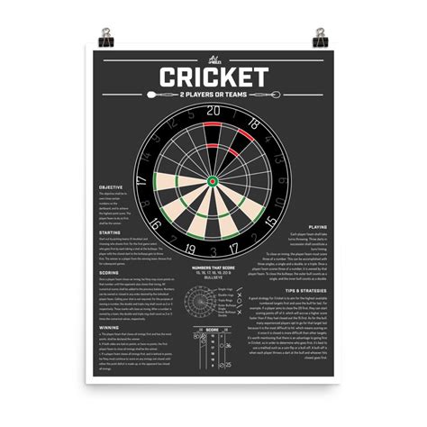 How to Play Darts - Cricket Game Rules Poster - 18" X 24" - Slate Gray ...
